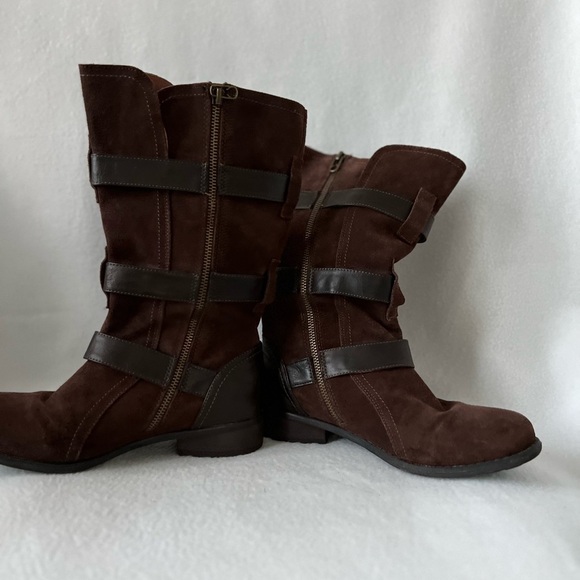 Eddie Bauer Size 7.5 Brown Leather/Textile Zippered Boots with Buckle Accents - Picture 16 of 16